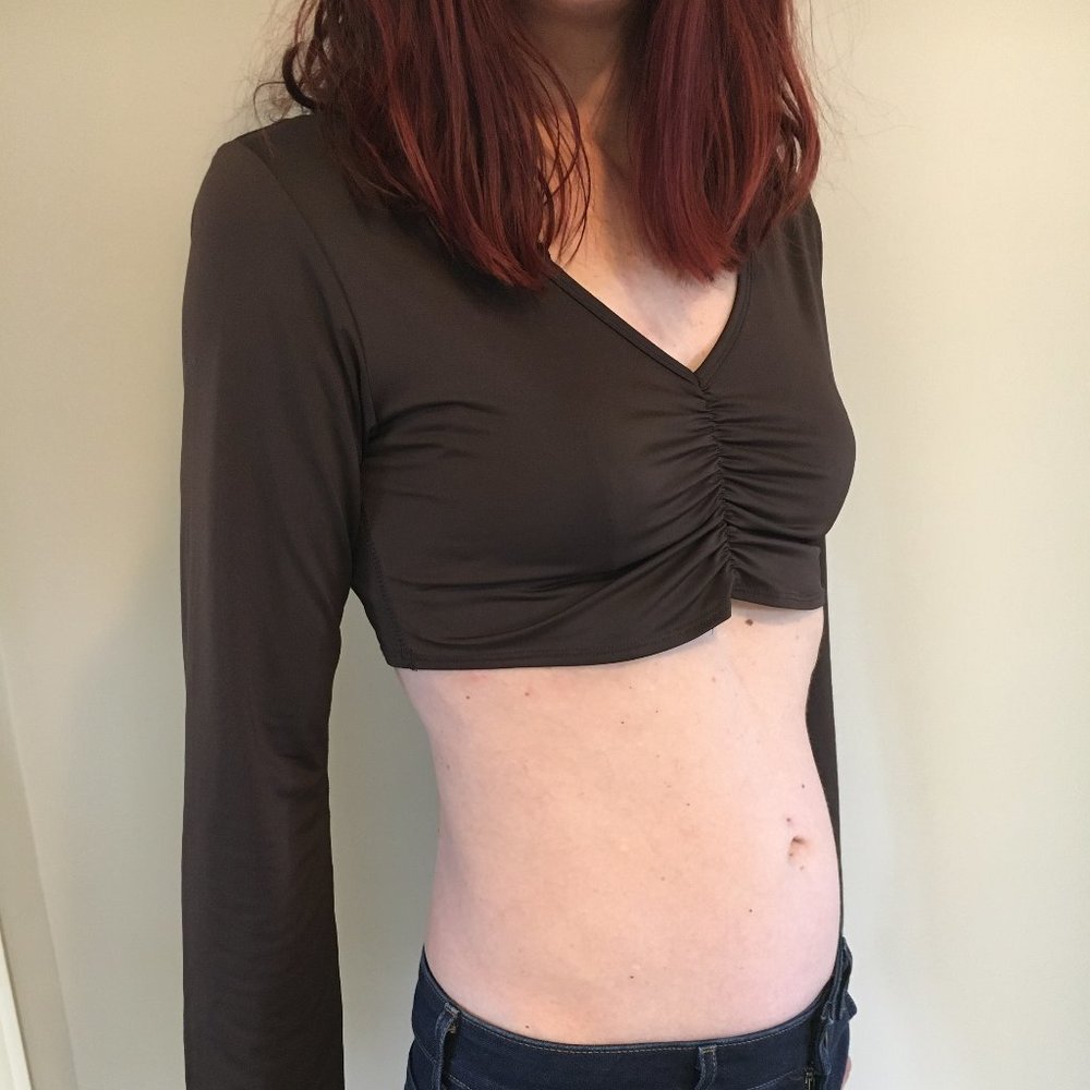 La Senza Brown Long Sleeved Crop Top